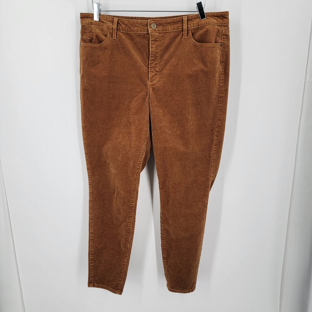 Talbots Corduroy Jegging Pants Petite Womens 14P Brown Stretch High Rise Pockets